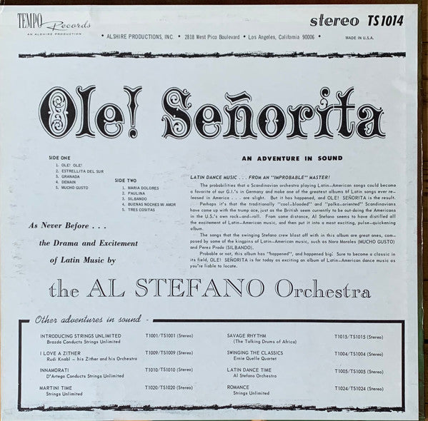 Al Stefano And His Orchestra : Ole! Señorita (LP)