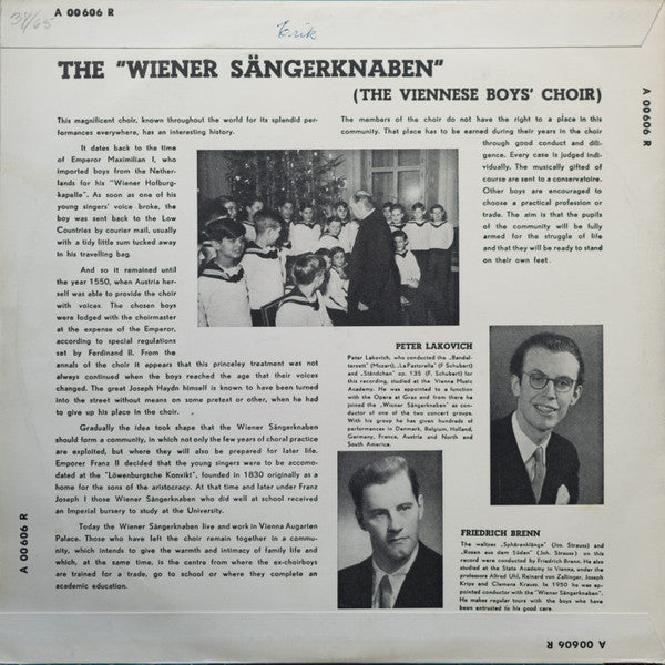 Die Wiener Sängerknaben, Friedrich Brenn, Peter Lacovich : The "Wiener Sängerknaben" (With Piano) (10")