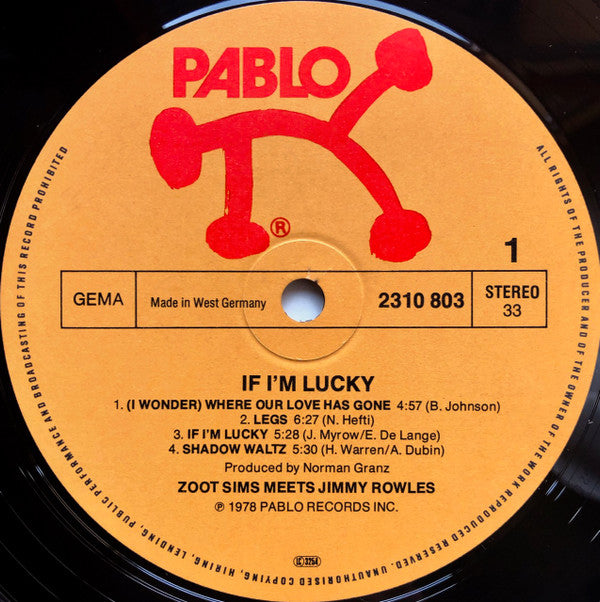 Zoot Sims Meets Jimmy Rowles : If I'm Lucky (LP, Album)