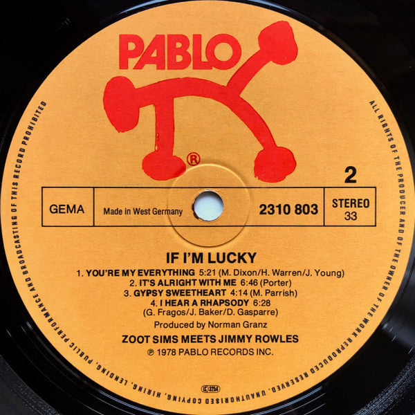 Zoot Sims Meets Jimmy Rowles : If I'm Lucky (LP, Album)