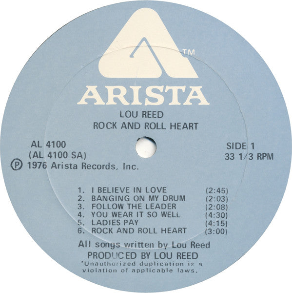 Lou Reed : Rock And Roll Heart (LP, Album, Pet)