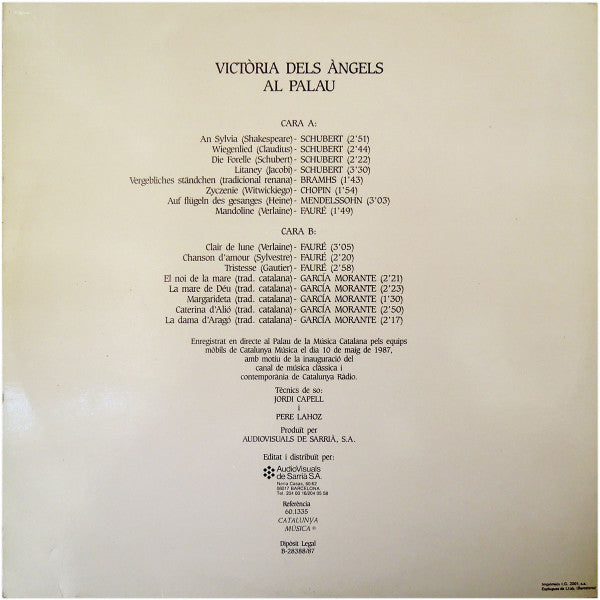 Victoria De Los Angeles : Al Palau (LP, Album, Gat)