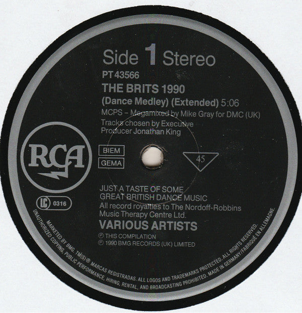 Various : The Brits 1990 Dance Medley (12", Maxi, P/Mixed)