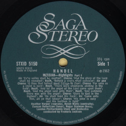 Georg Friedrich Händel - The London Philharmonic Choir And The London Philharmonic Orchestra Conducted By Frederick Jackson : Messiah (Excerpts) (LP, Album)