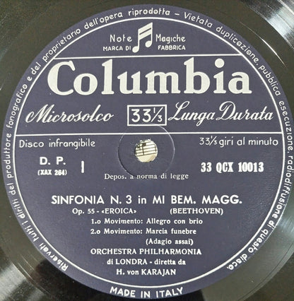 Ludwig van Beethoven, Herbert von Karajan, Philharmonia Orchestra : Sinfonia N.3 In Mi Bemolle Maggiore, Op. 55 "Eroica" (LP, Album, Mono)