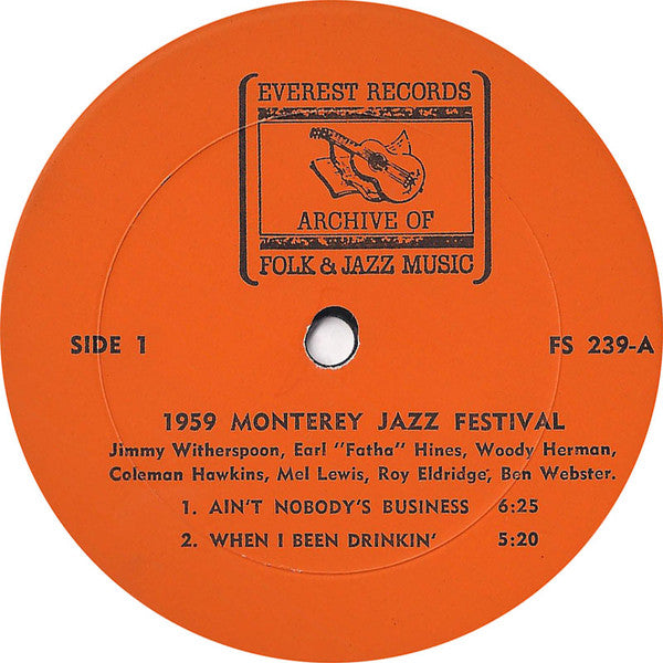 Jimmy Witherspoon, Coleman Hawkins, Earl Hines, Mel Lewis, Woody Herman, Roy Eldridge, Ben Webster : 1959 Monterey Jazz Festival (LP, Album)