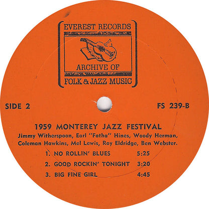 Jimmy Witherspoon, Coleman Hawkins, Earl Hines, Mel Lewis, Woody Herman, Roy Eldridge, Ben Webster : 1959 Monterey Jazz Festival (LP, Album)