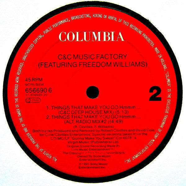 C + C Music Factory Featuring Freedom Williams : Things That Make You Go Hmmm... (12", Single)