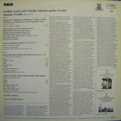 Antonio Vivaldi, Marie-Claire Alain, Jean-Pierre Rampal, Claudio Scimone, I Solisti Veneti : I Solisti Veneti Und Claudio Scimone Spielen Vivaldi (LP, Comp)