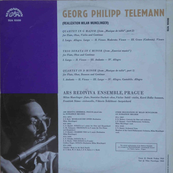 Georg Philipp Telemann : Ars Rediviva Ensemble : Chamber Music (LP, Mono, Gat)