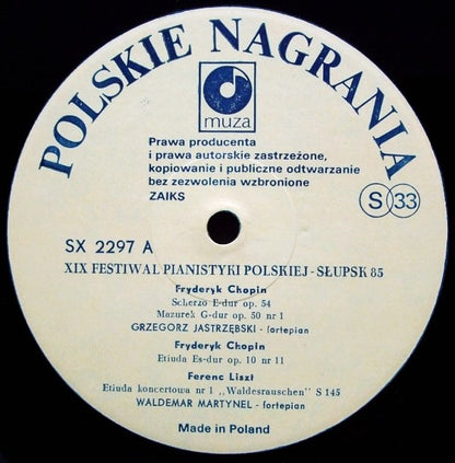 Grzegorz Jastrzębski / Waldemar Martynel / Lech Dzierżanowski : XIX Festiwal Pianistyki Polskiej - Słupsk 85 (LP)