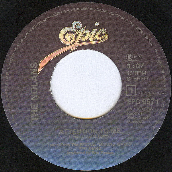 The Nolans : Attention To Me (7", Single)