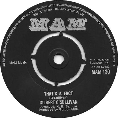 Gilbert O'Sullivan : I Don't Love You But I Think I Like You (7")