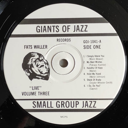 Fats Waller : The Jugglin' Jive Of Fats Waller 'Live' Volume 3 (LP, Album, Mono)