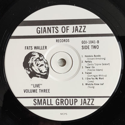 Fats Waller : The Jugglin' Jive Of Fats Waller 'Live' Volume 3 (LP, Album, Mono)