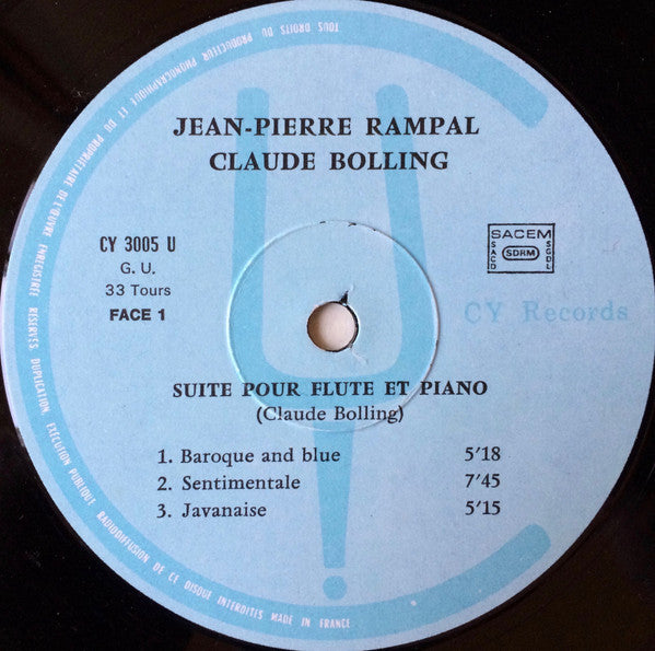 Jean-Pierre Rampal / Claude Bolling : Suite Pour Flute Et Piano (LP, Album)